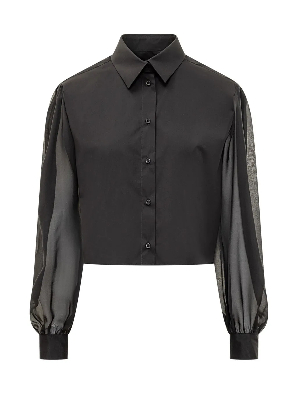 Poplin Cropped Voile Sleeve Shirt