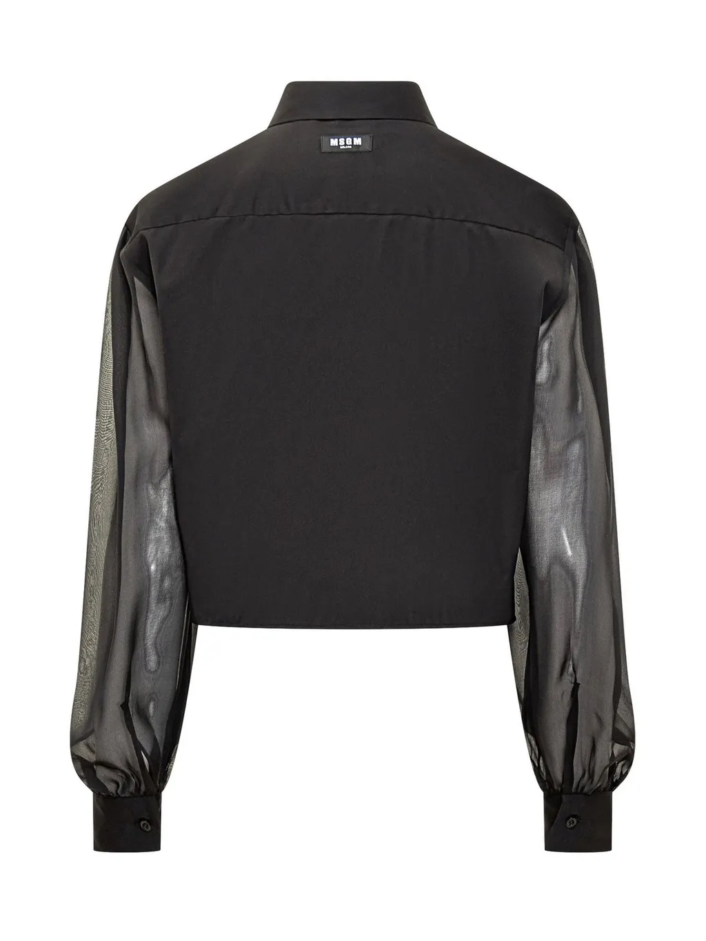 Poplin Cropped Voile Sleeve Shirt