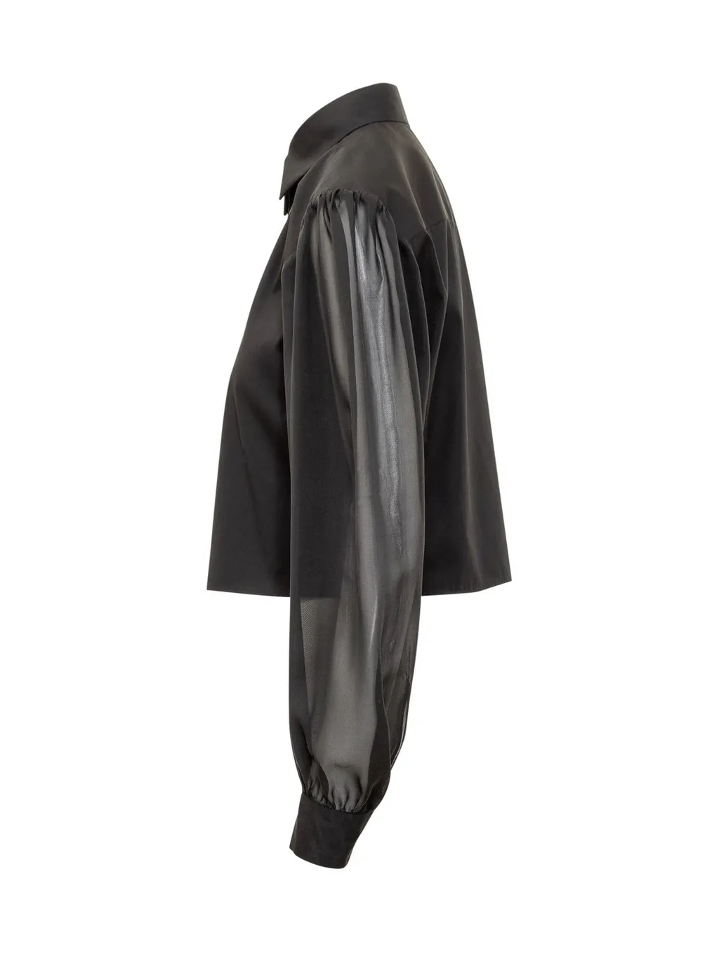Poplin Cropped Voile Sleeve Shirt