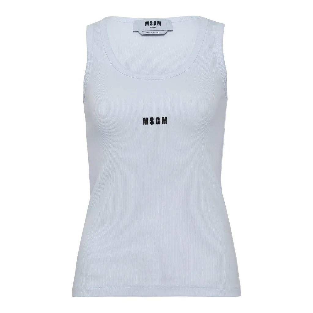 Msgm Logo Ribbed Jersey Top