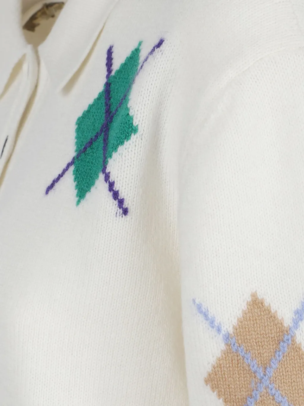 Argyle Pattern Long-Sleeved Polo Shirt