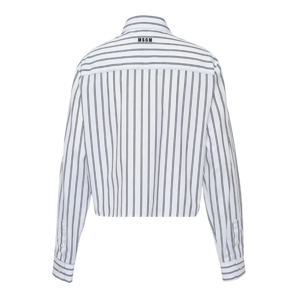 Striped Rabbit-Appliqué Buttoned Shirt