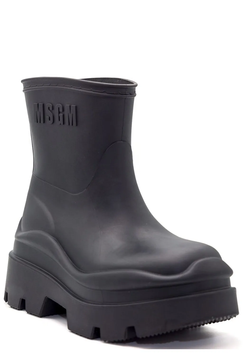 Logo-Embossed Round-Toe Ankle Boots