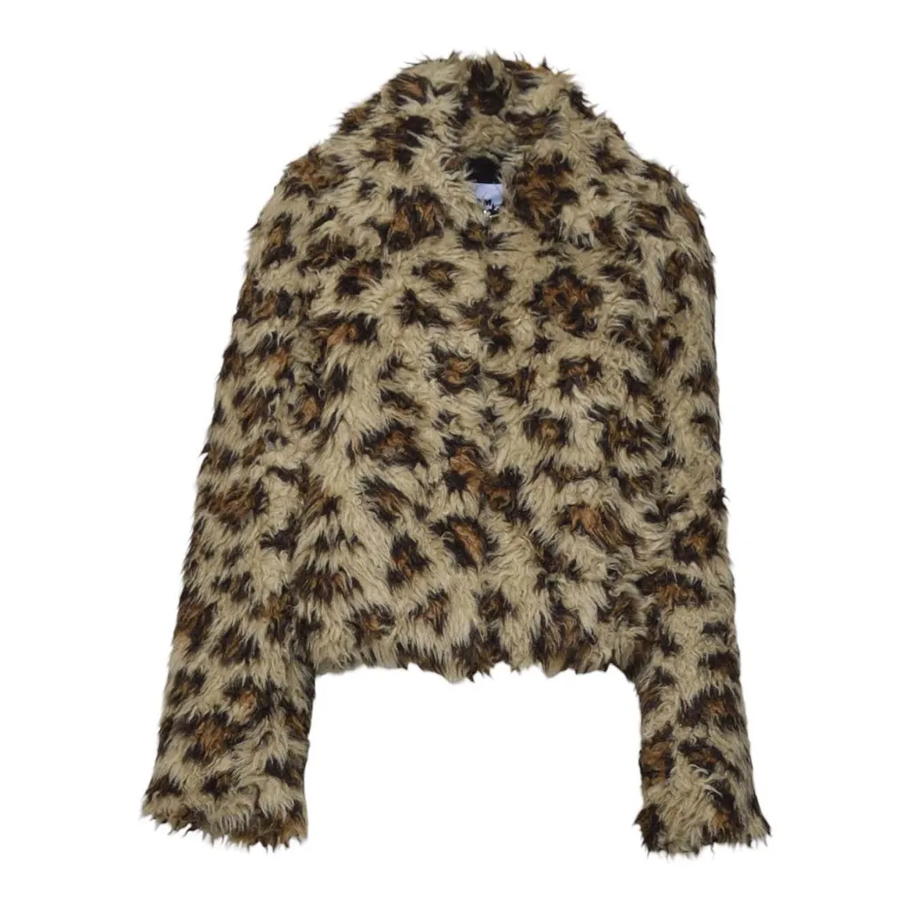 Leopard Printed Faux Fur Jacket