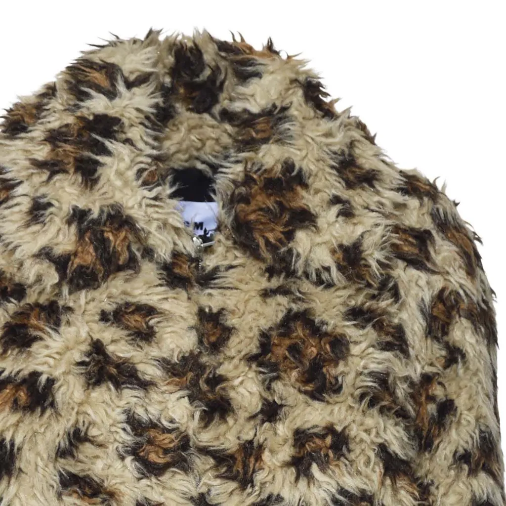 Leopard Printed Faux Fur Jacket