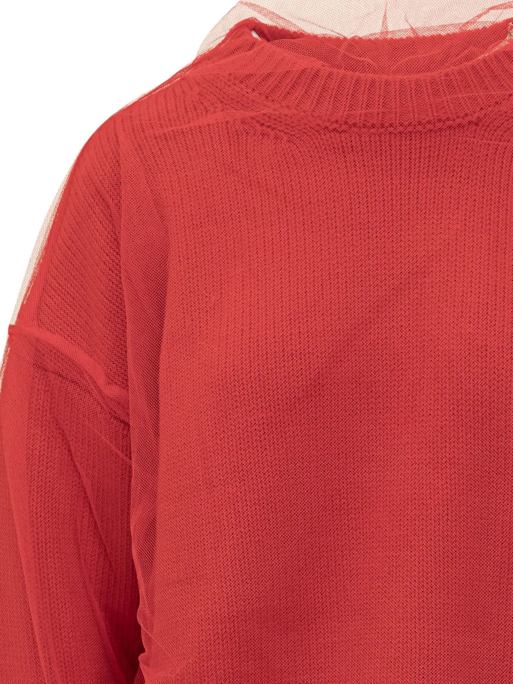Crew Neck Tulle-Overlay Jumper