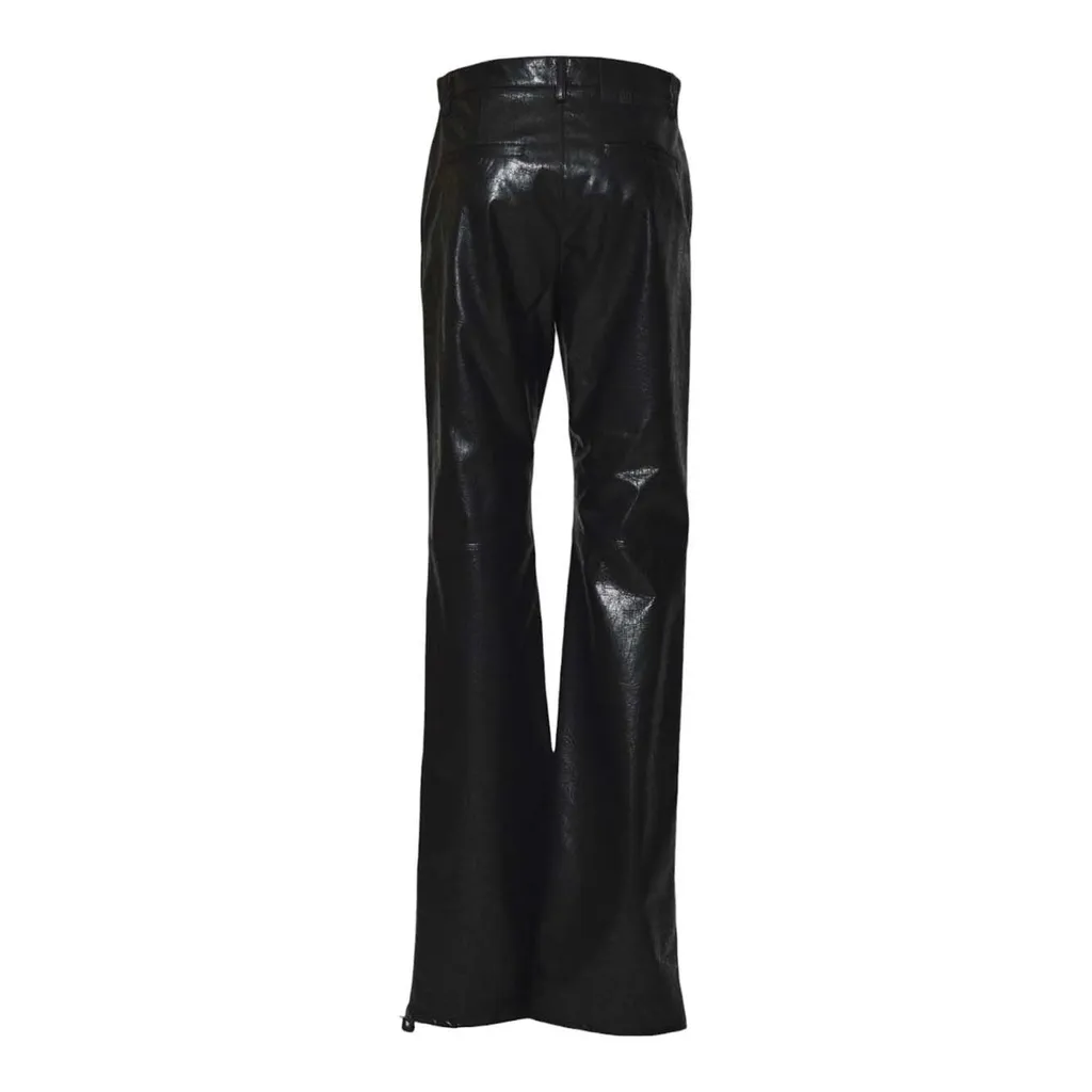 Crackled Faux Leather Flared Trousers