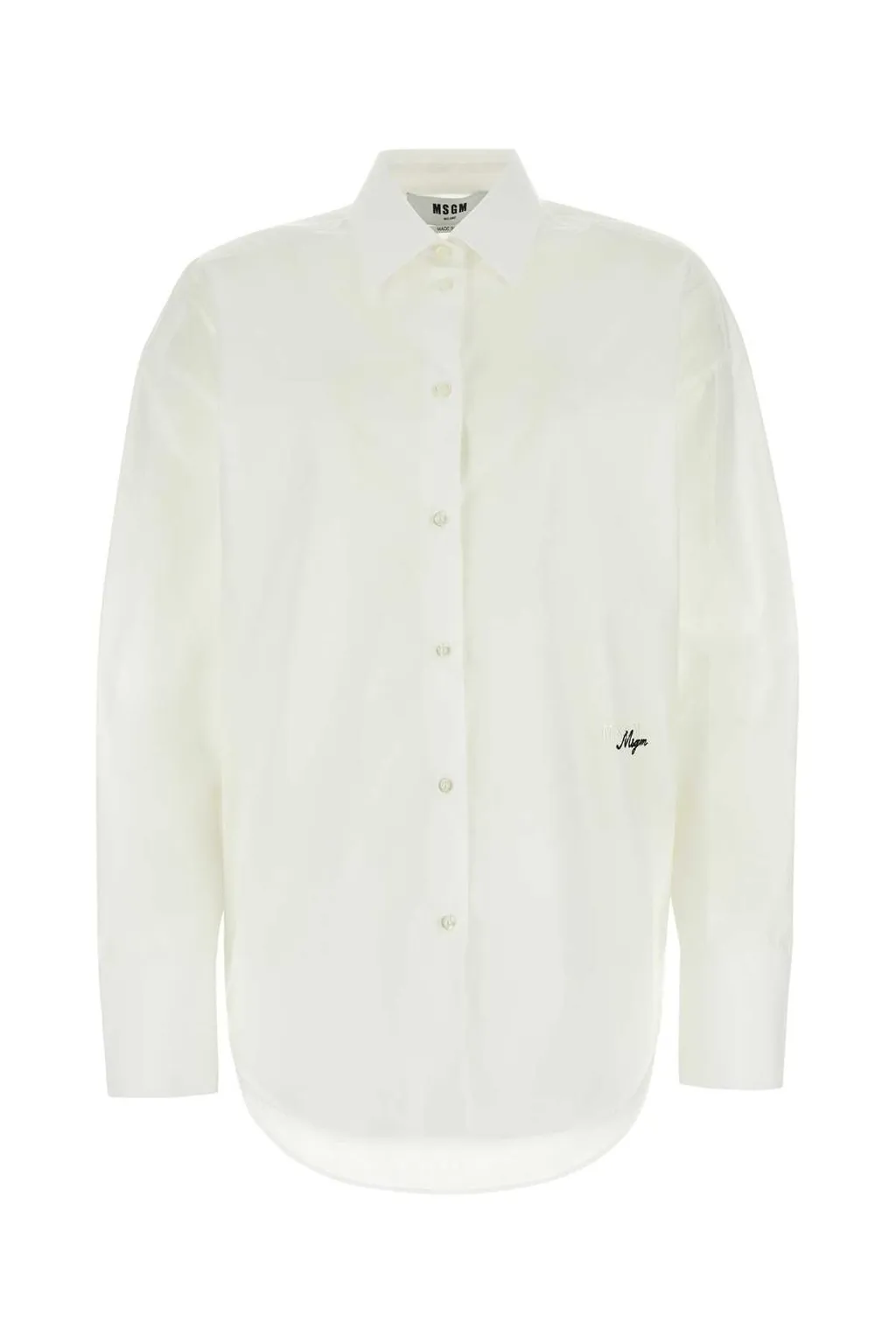 Logo Embroidered Curved Hem Shirt