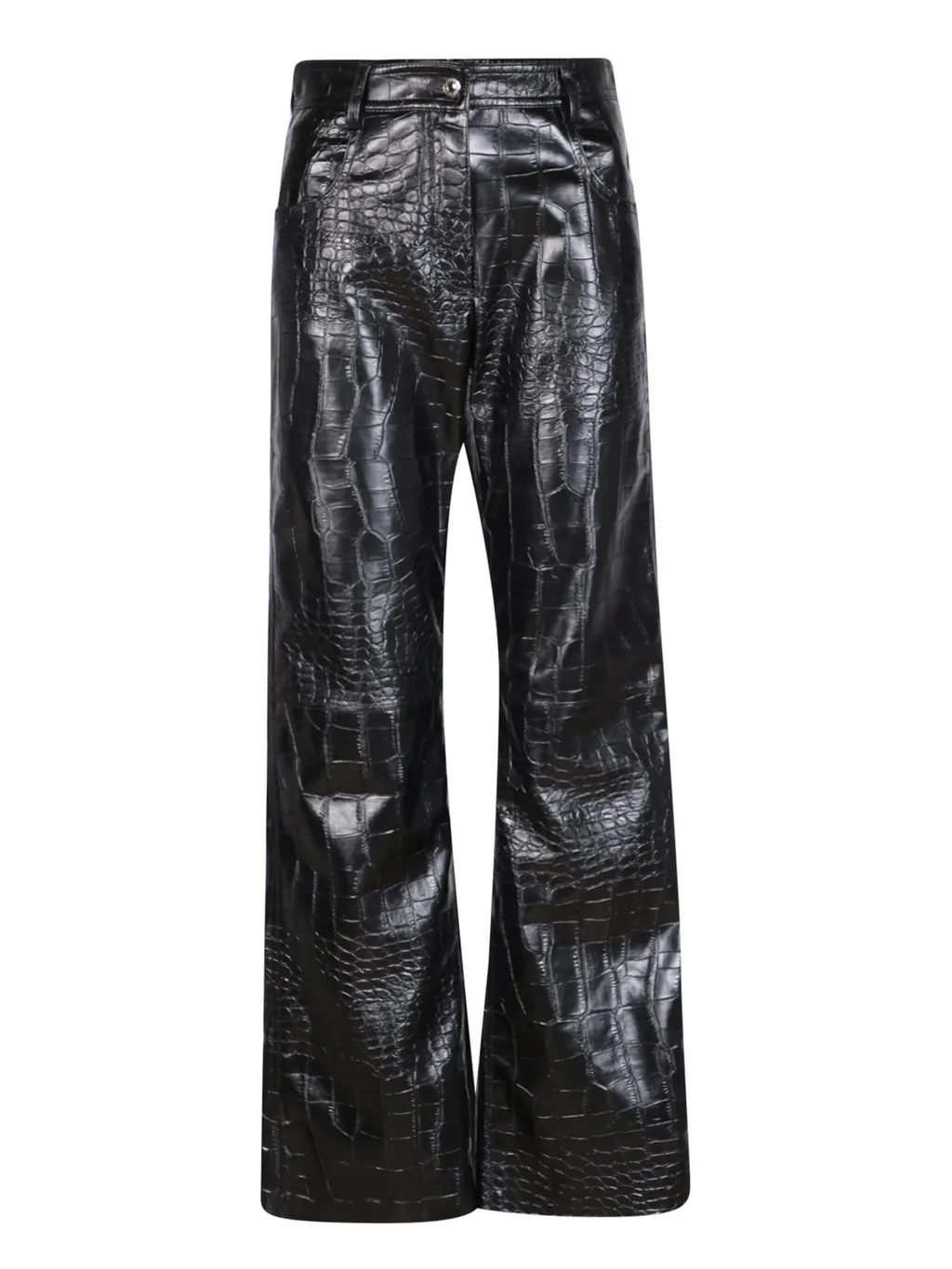 High-Waisted Embossed Flared Trousers