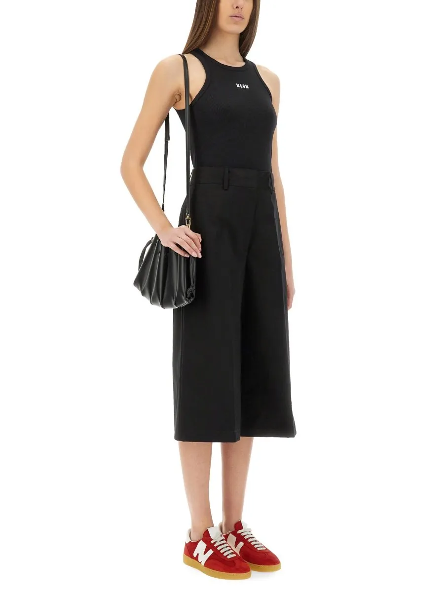 Wide-Leg Knee Length Bermuda Shorts