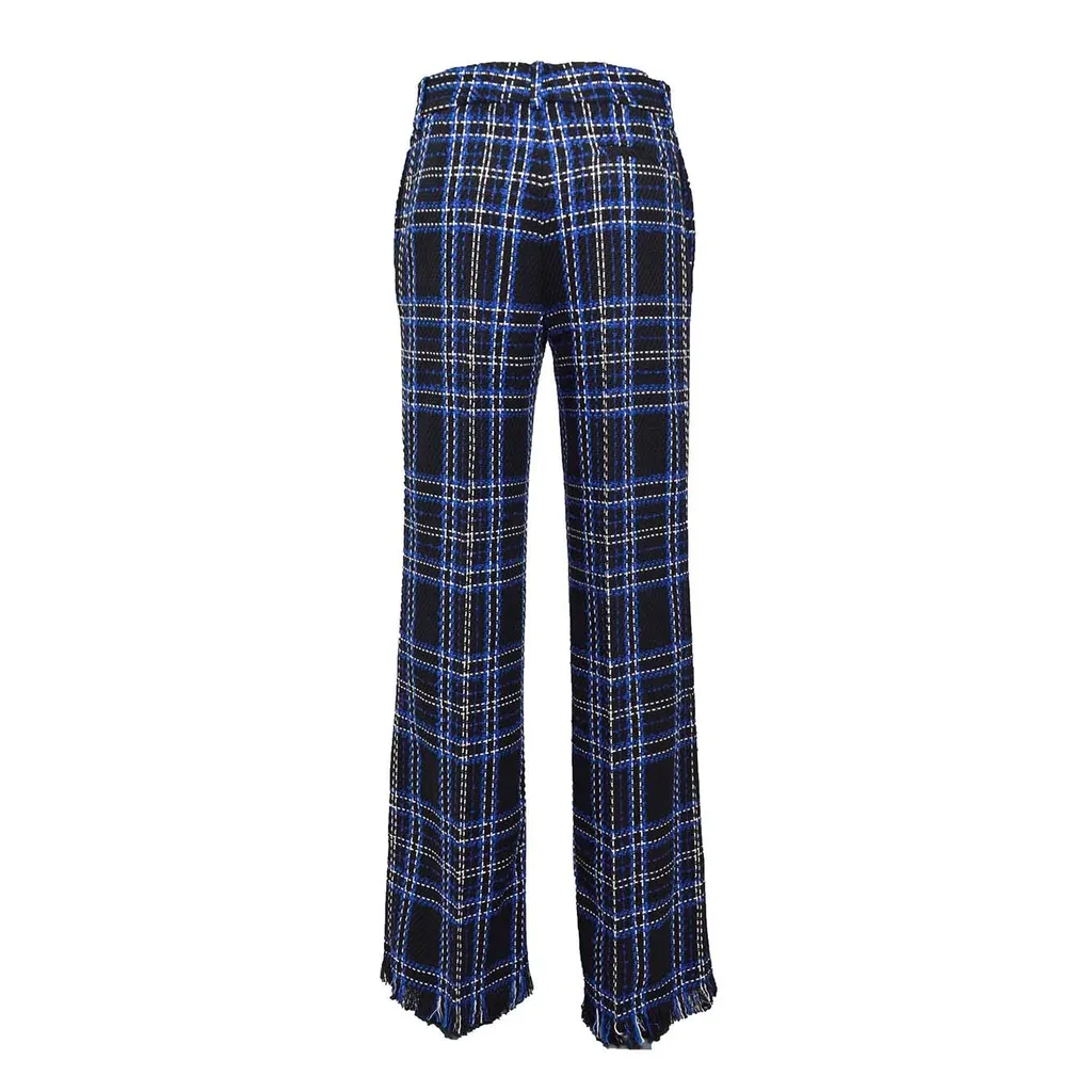 Checked Fringed Edge Trousers
