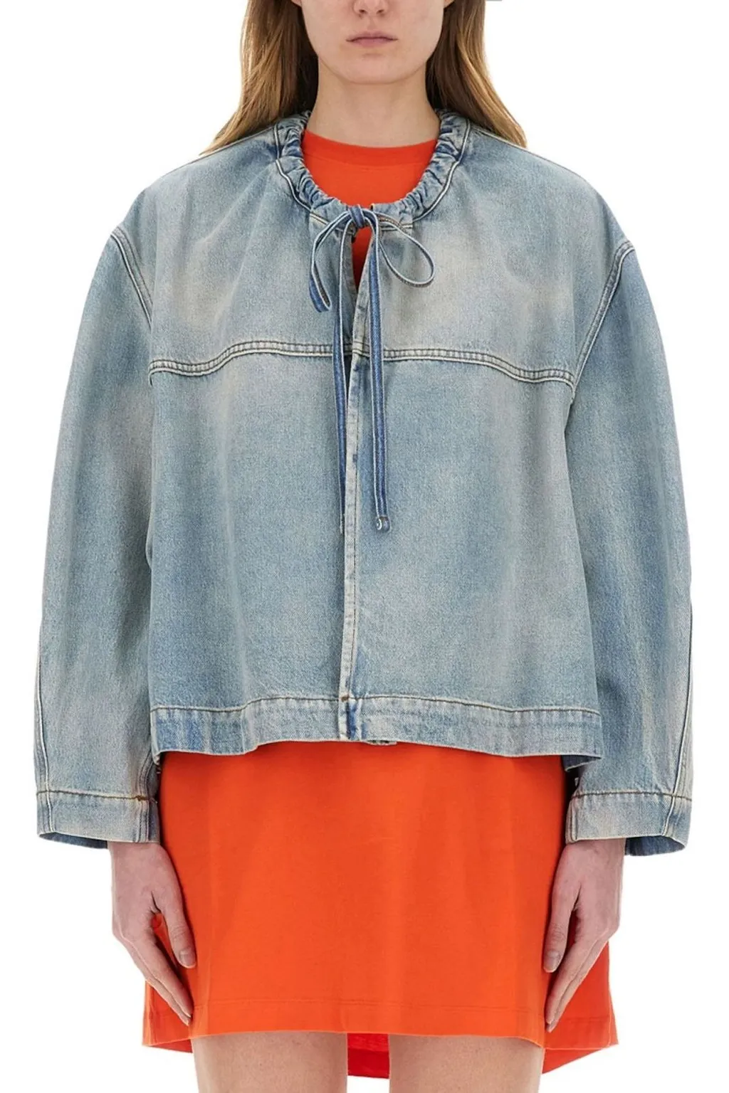 Drawstring Denim Jacket