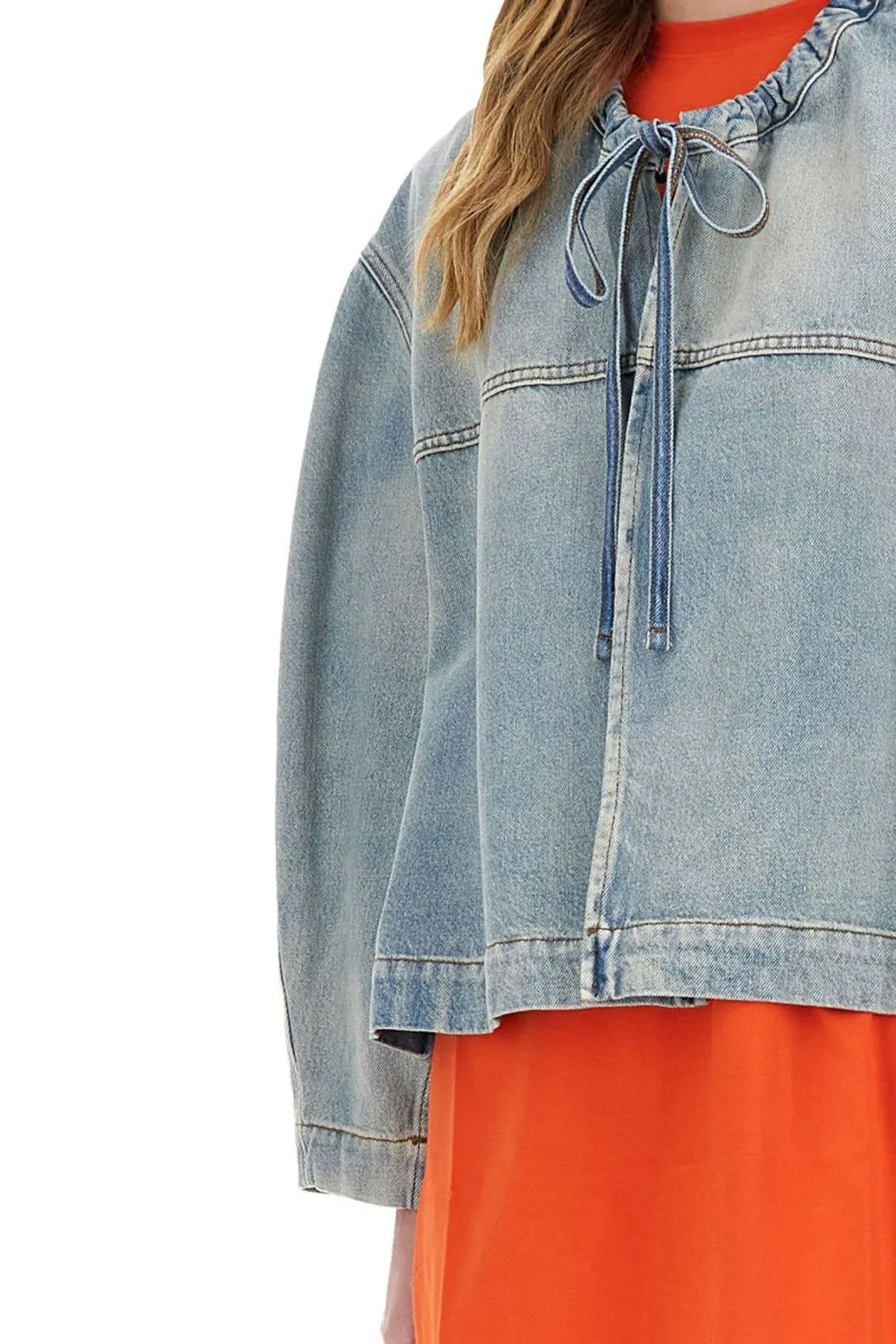 Drawstring Denim Jacket