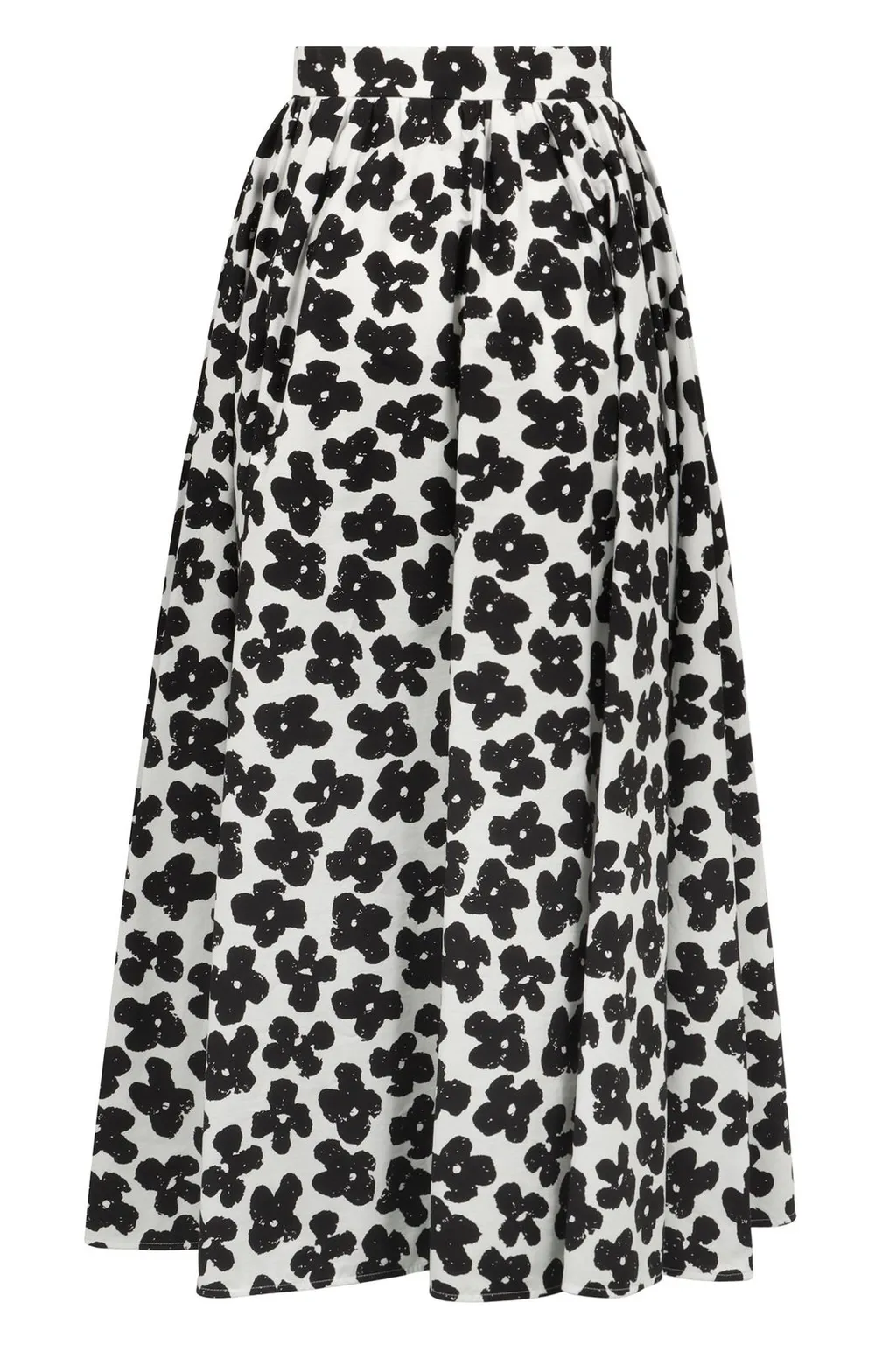Floral-Print Pleated Maxi Skirt