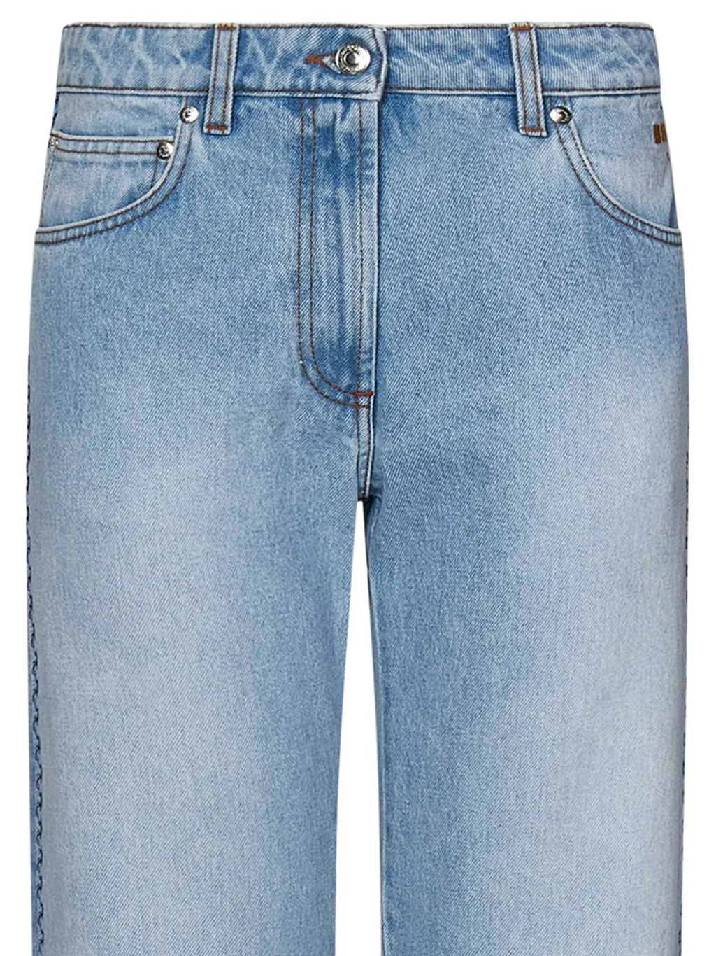 Grosgrain Trim Detailed Straight Leg Jeans