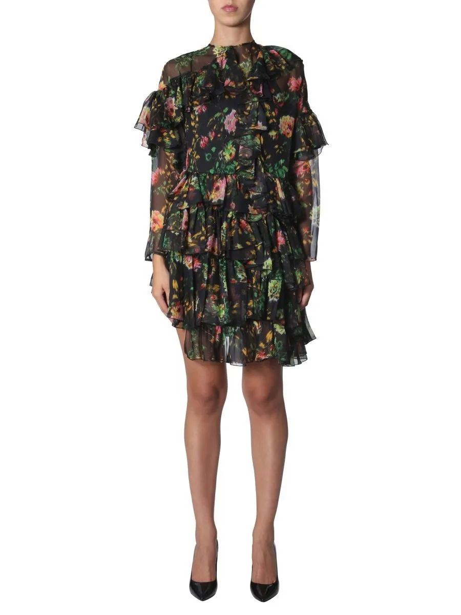 Asymmetric Floral Print Dress
