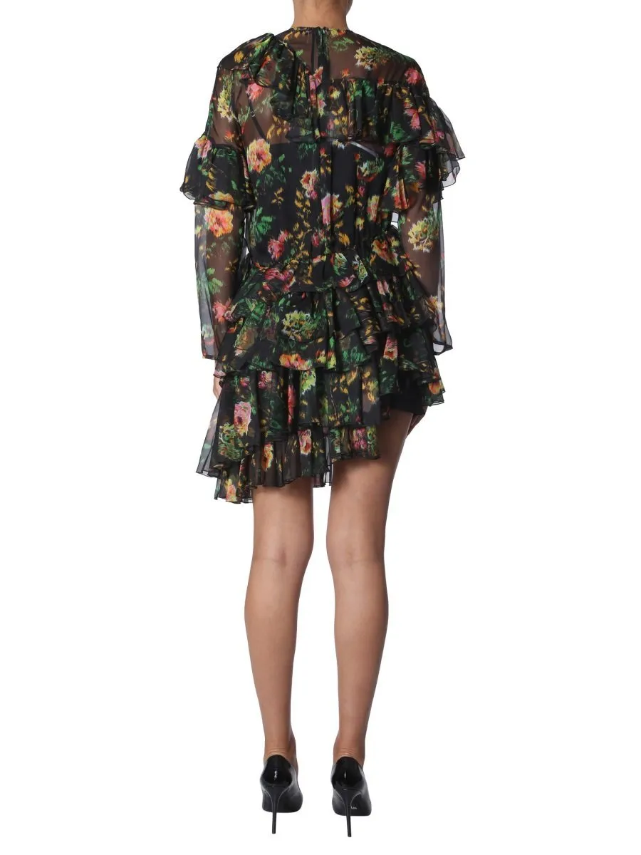 Asymmetric Floral Print Dress