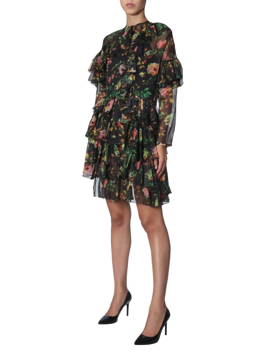 Asymmetric Floral Print Dress
