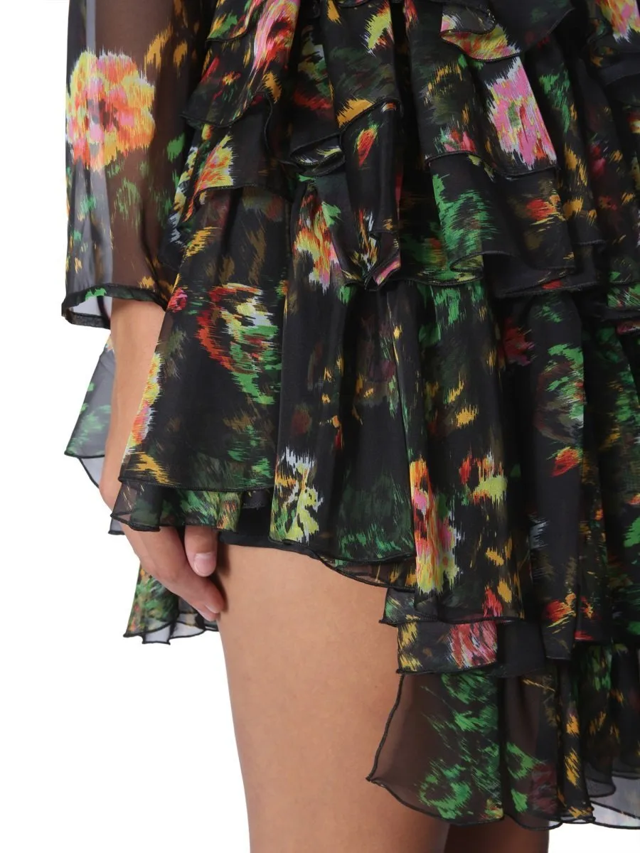 Asymmetric Floral Print Dress