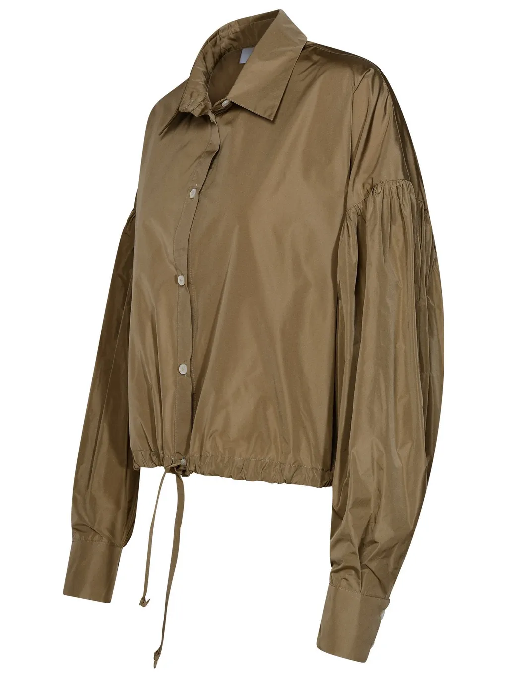 Drawstring-Hem Puff-Sleeved Shirt