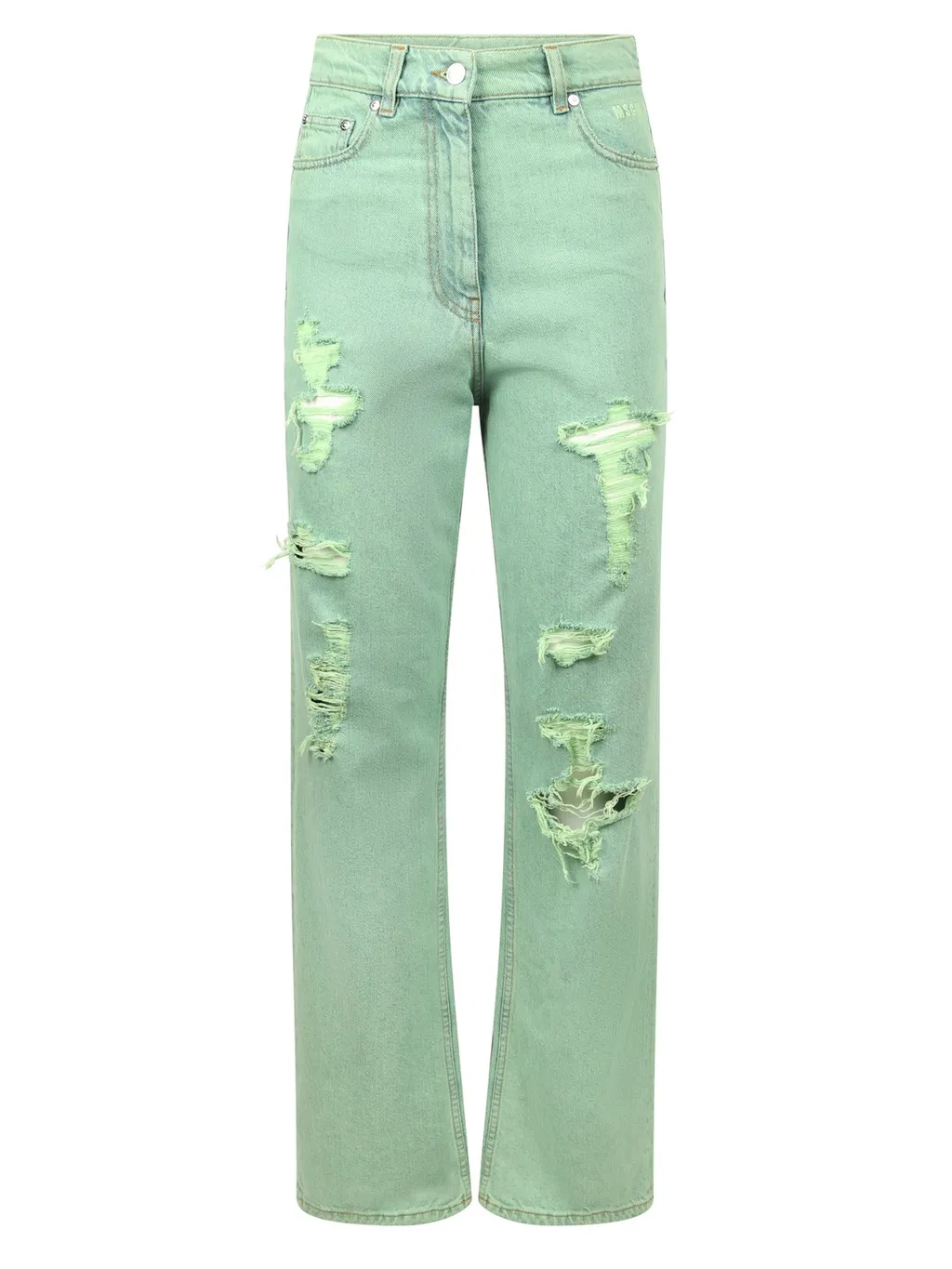 Distressed Straight-Leg Jeans