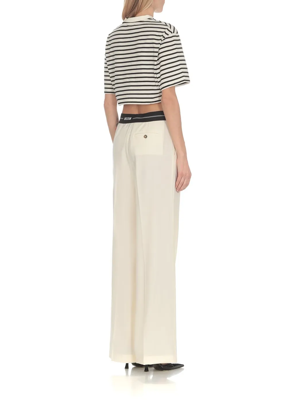 Logo Waistband Wide-Leg Pants
