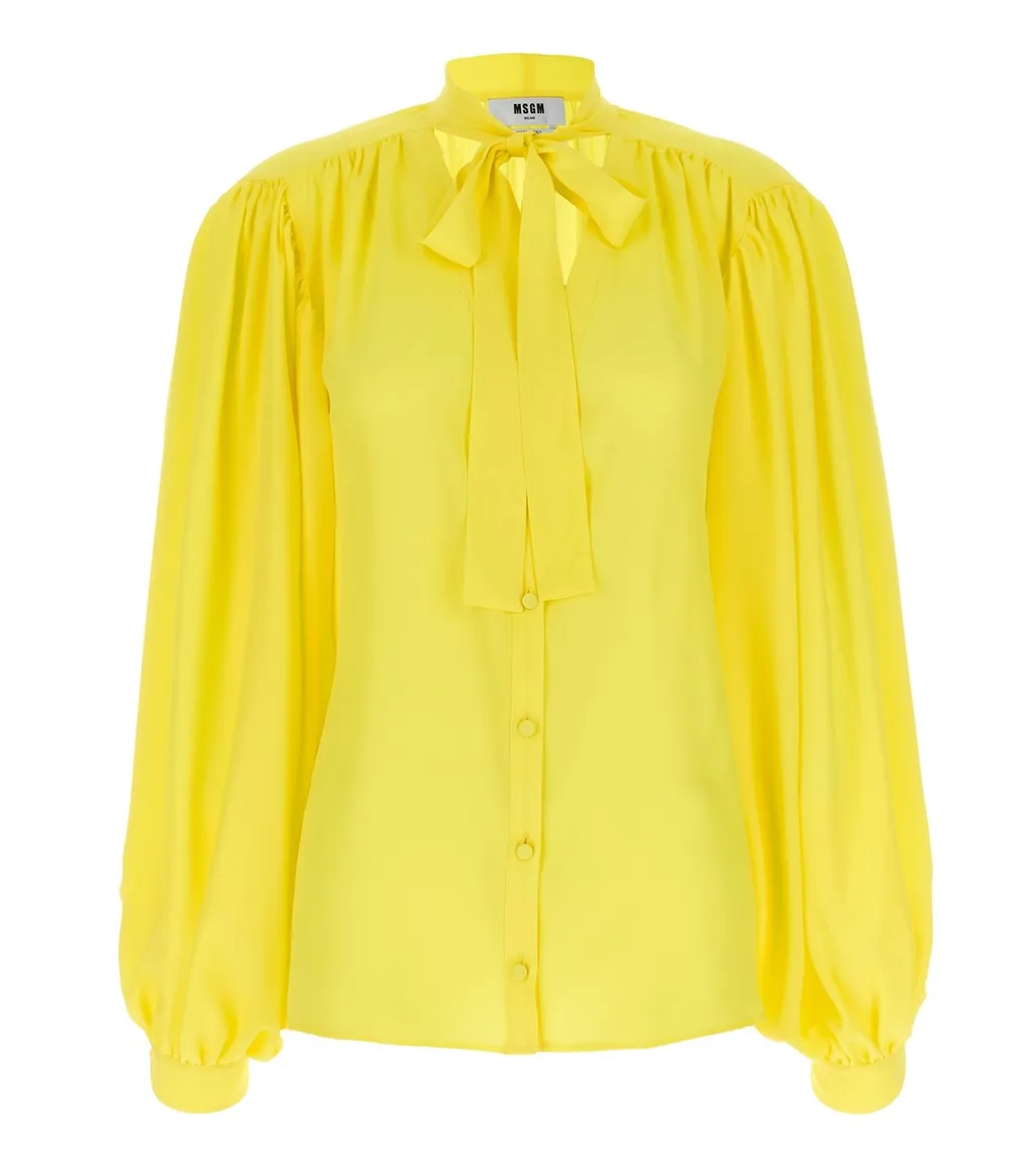 Bow Detailed Long-Sleeved Shirt