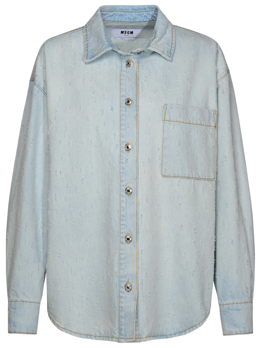 Buttoned Long-Sleeved Denim Shirt