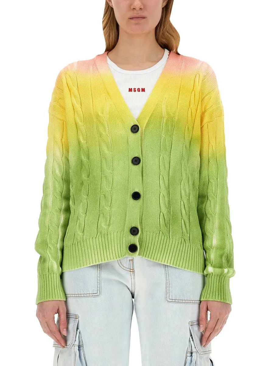 Tie-Dyed Knitted Cardigan