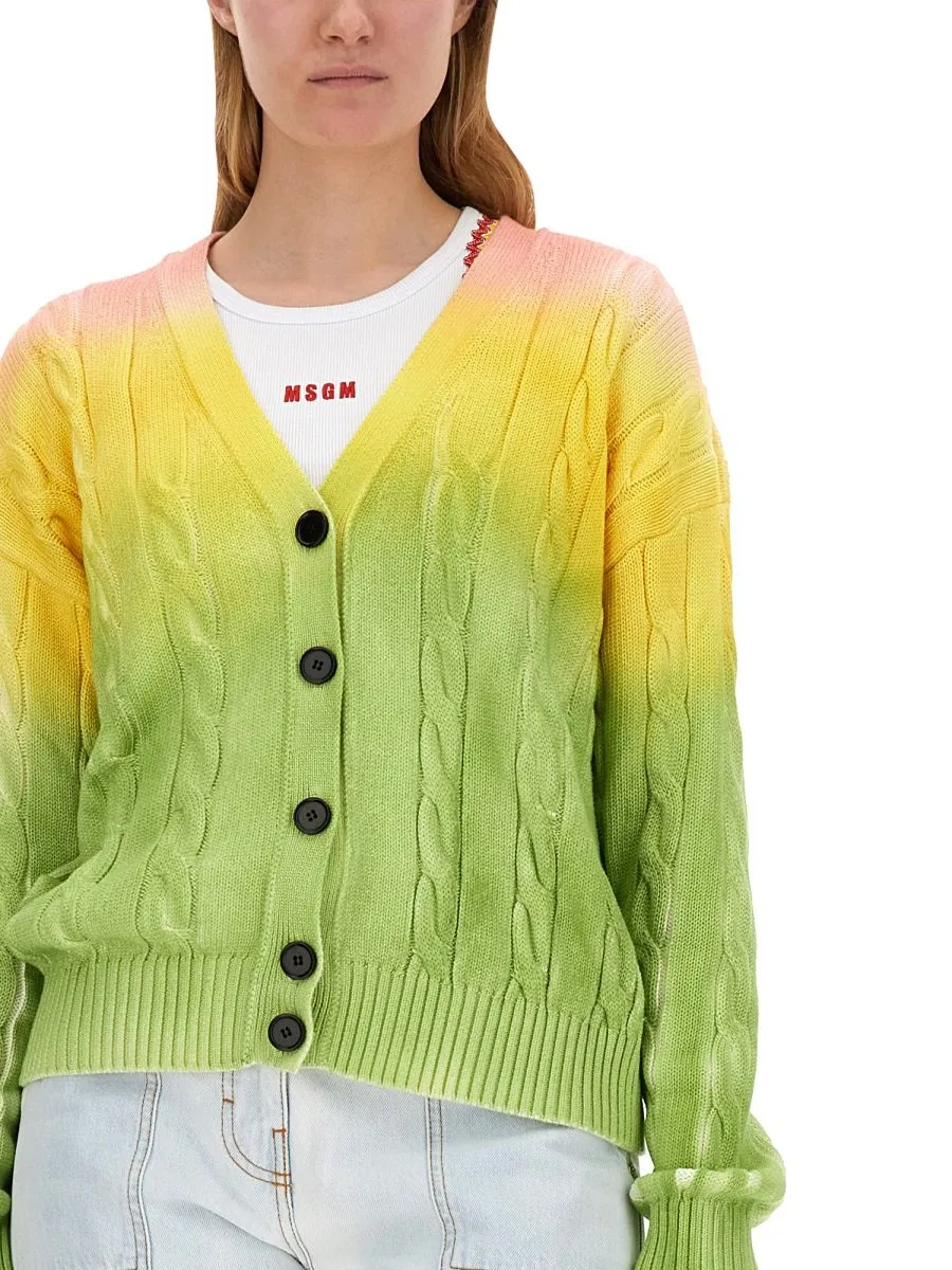 Tie-Dyed Knitted Cardigan