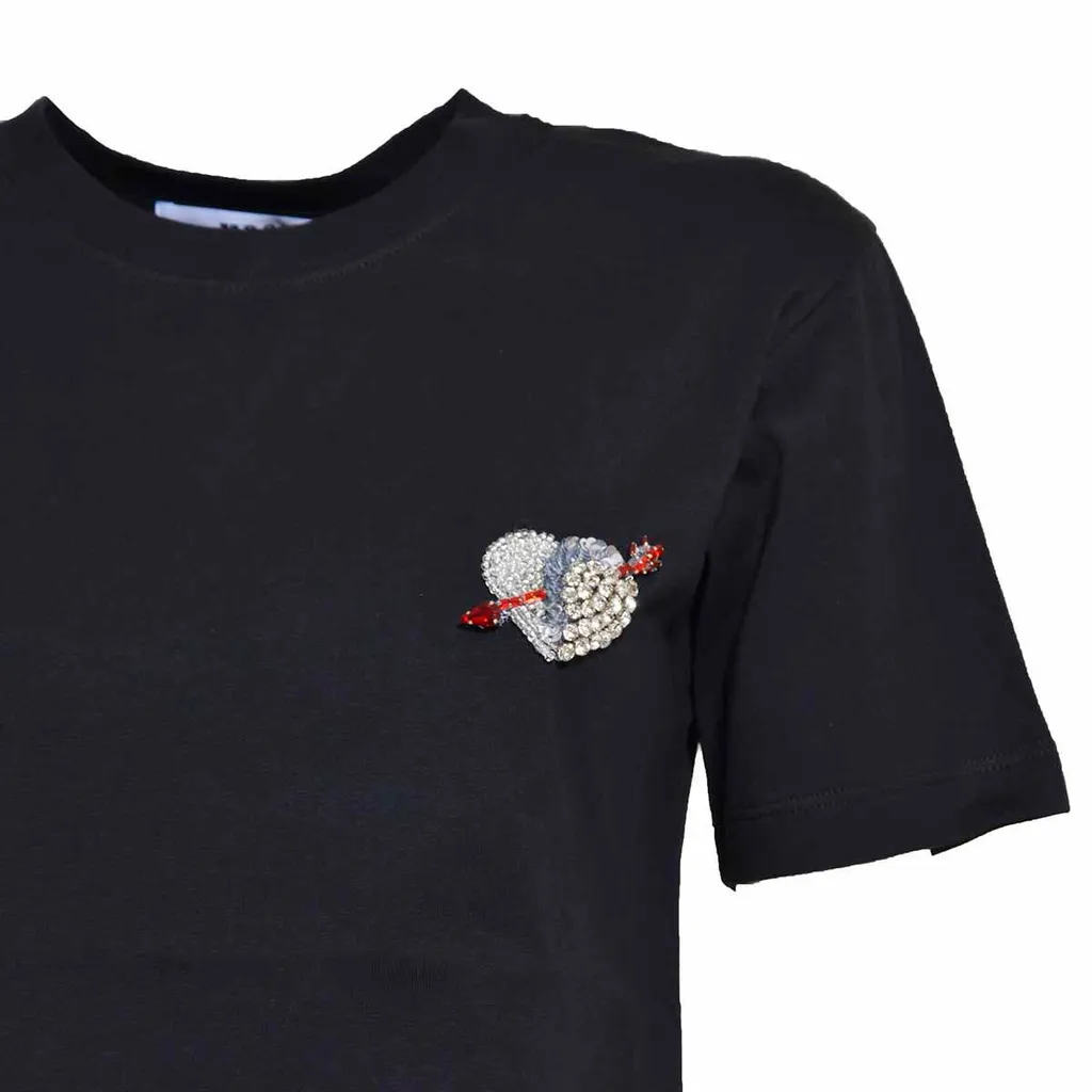 Short Sleeved Crewneck Embellished T-Shirt