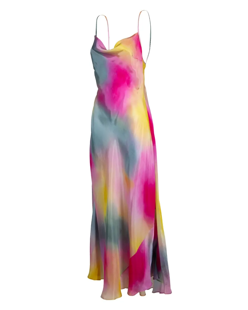 Watercolour Cowl Neck Maxi Dress