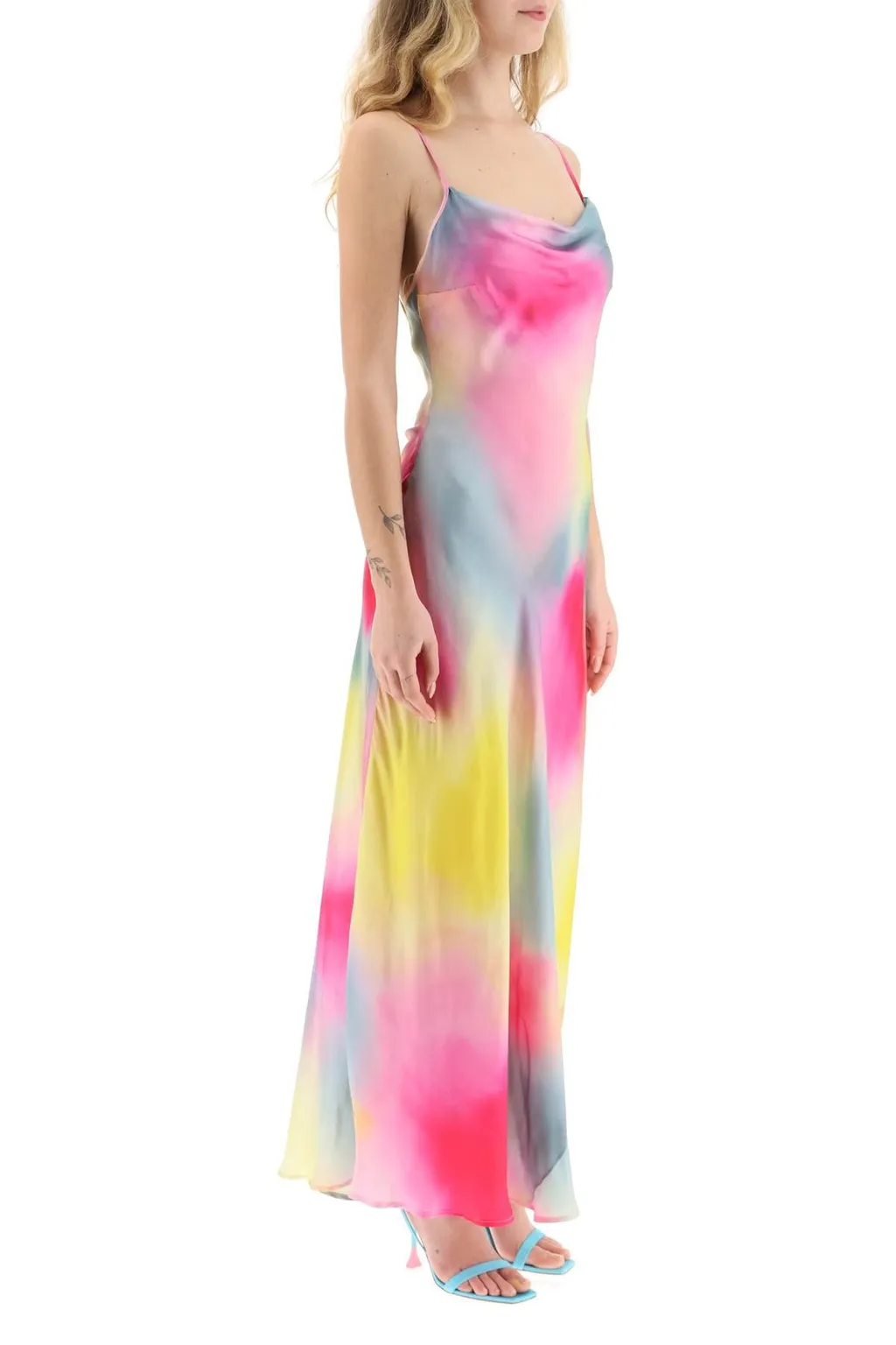 Watercolour Cowl Neck Maxi Dress