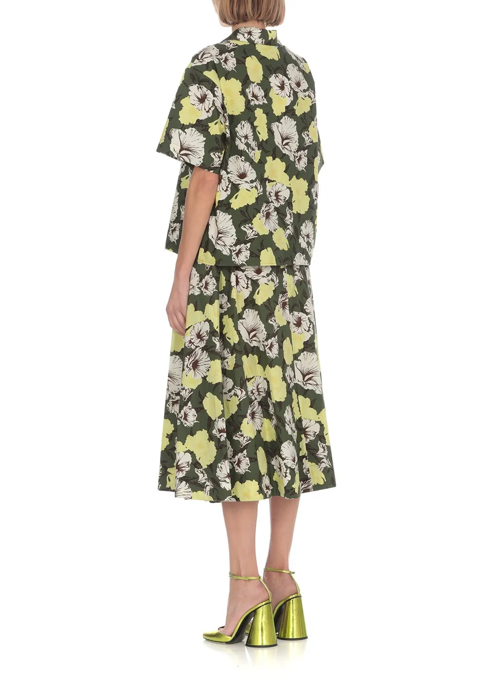 Floral Print Button-Up Skirt