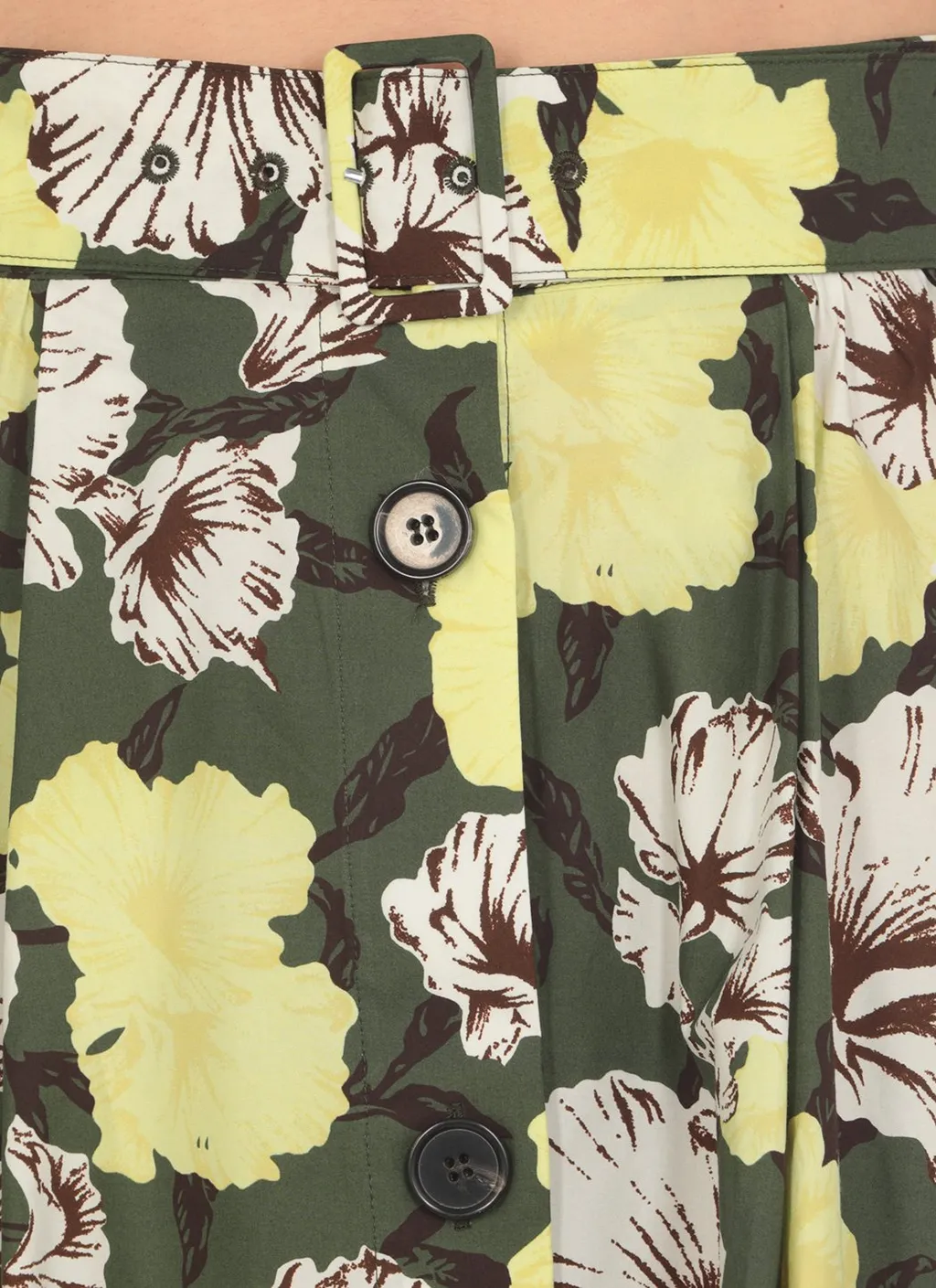 Floral Print Button-Up Skirt