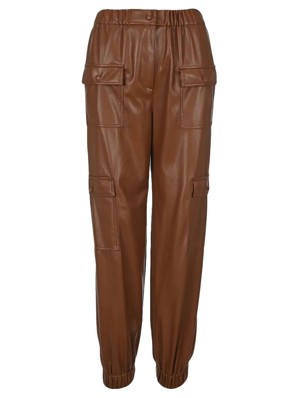 High-Waisted Faux-Leather Cargo Pants