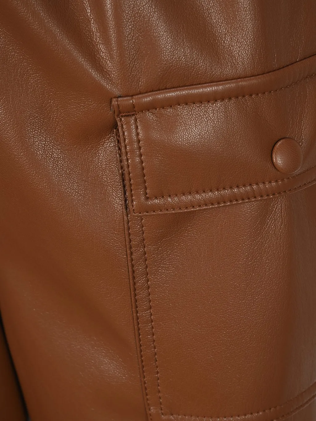 High-Waisted Faux-Leather Cargo Pants