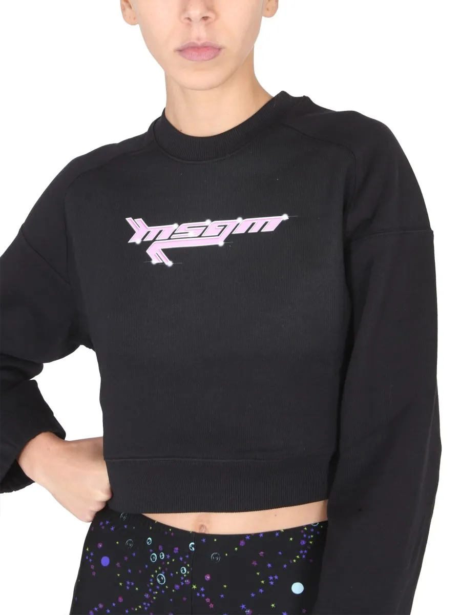 Logo-Printed Cropped Sweatshirt