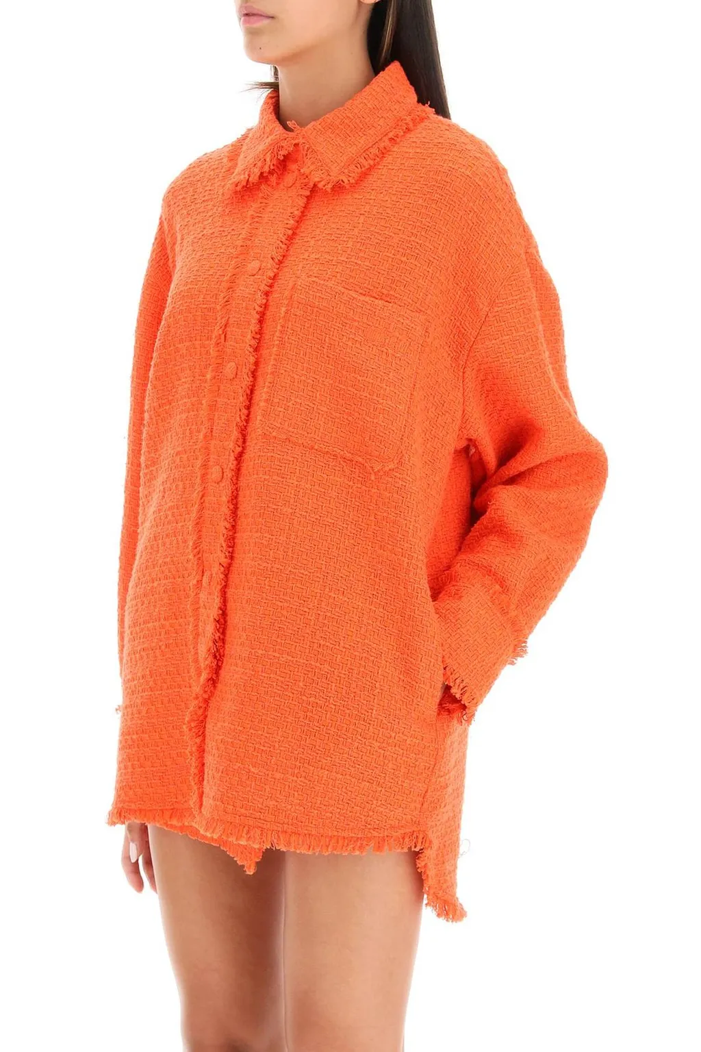 Button-Up Tweed Knit Overshirt