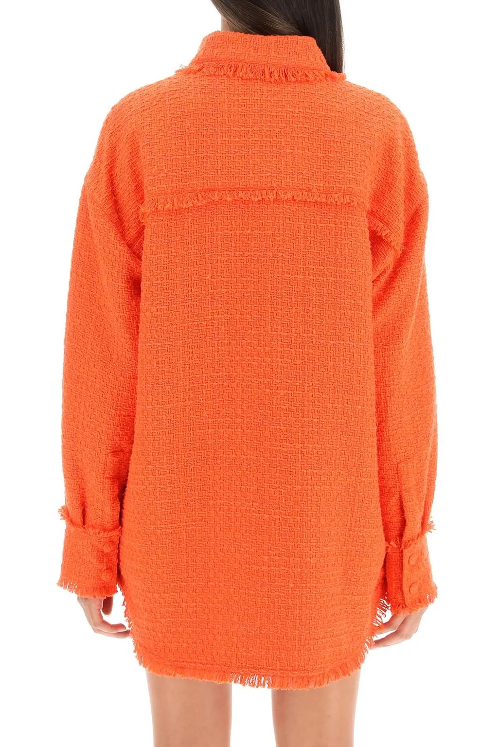 Button-Up Tweed Knit Overshirt