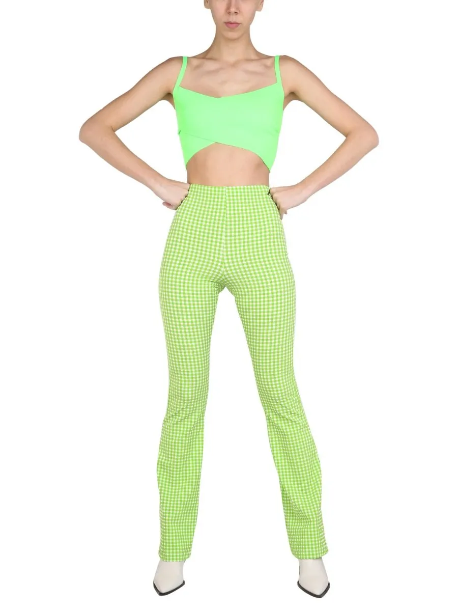 High Waisted Checked Flared Pants