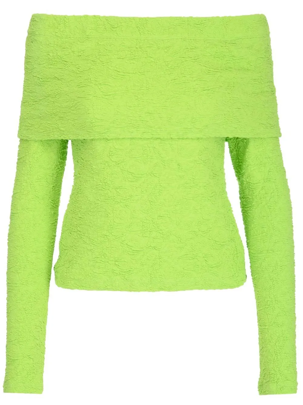 Embossed Off-Shoulder Long Sleeved Top
