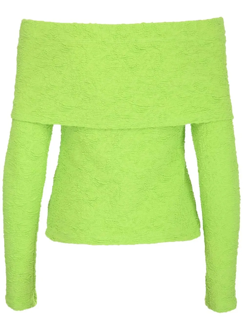 Embossed Off-Shoulder Long Sleeved Top