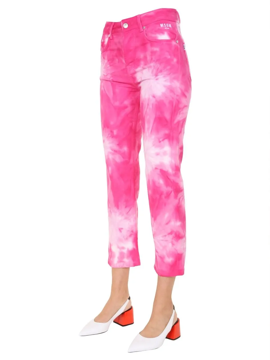 Tie-Dye Cropped Denim Jeans