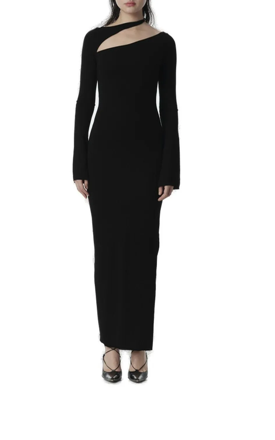 Sandy Cut-Out Flared-Cuff Maxi Dress
