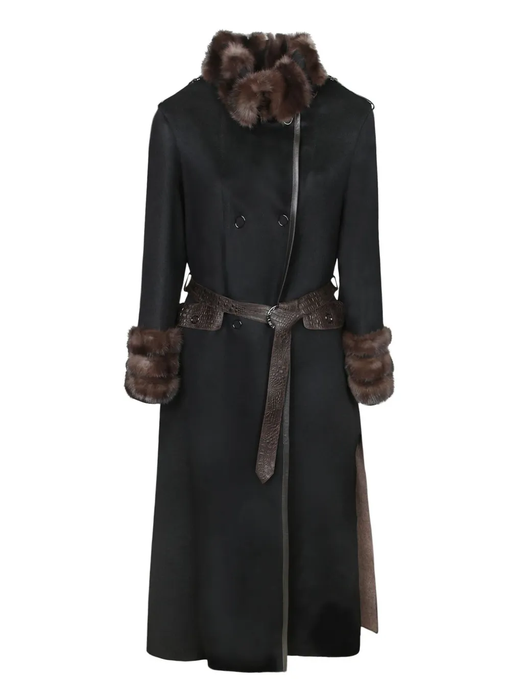 Sable Trim Double-Breasted Coat