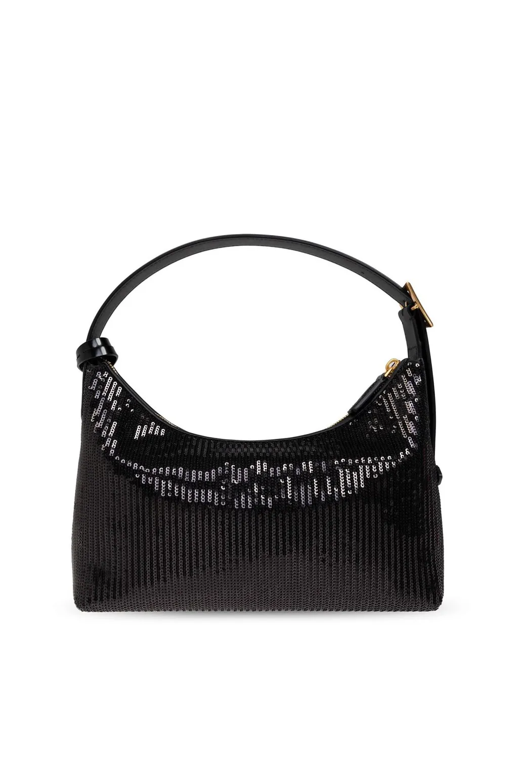 Sequinned Logo Plaque Shoulder Bag