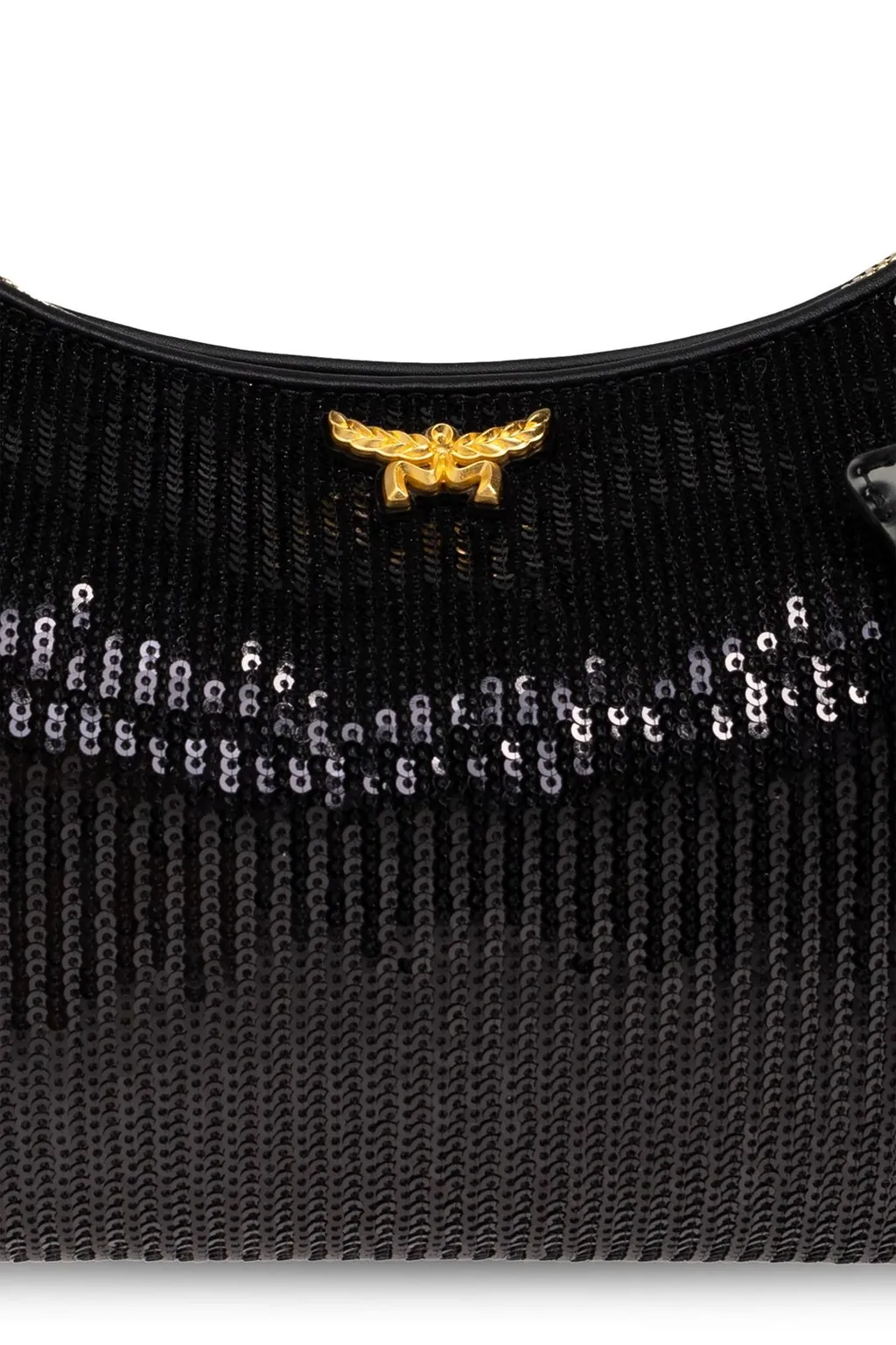 Sequinned Logo Plaque Shoulder Bag