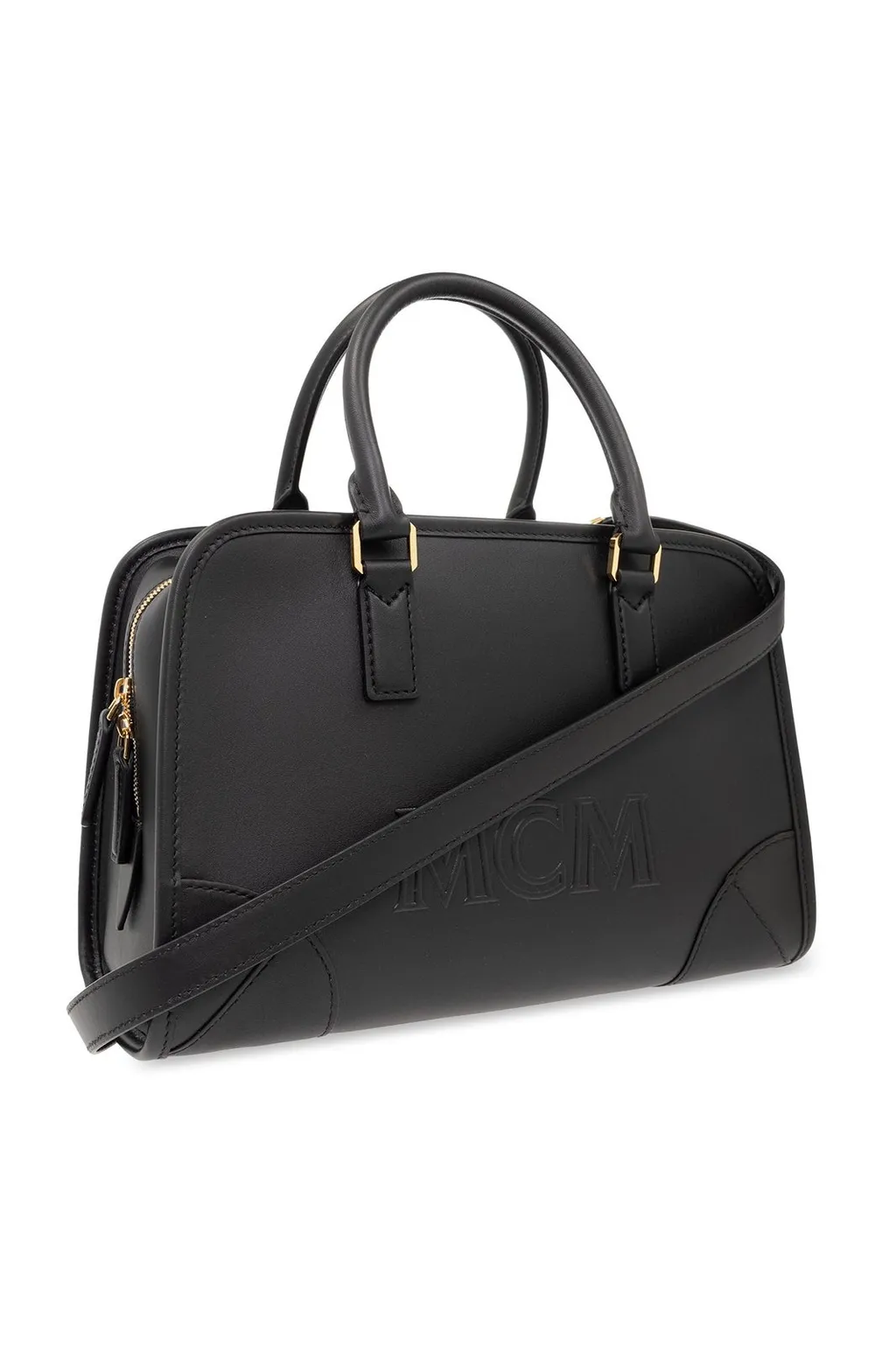 Medium Logo Embossed Aren Boston Bag