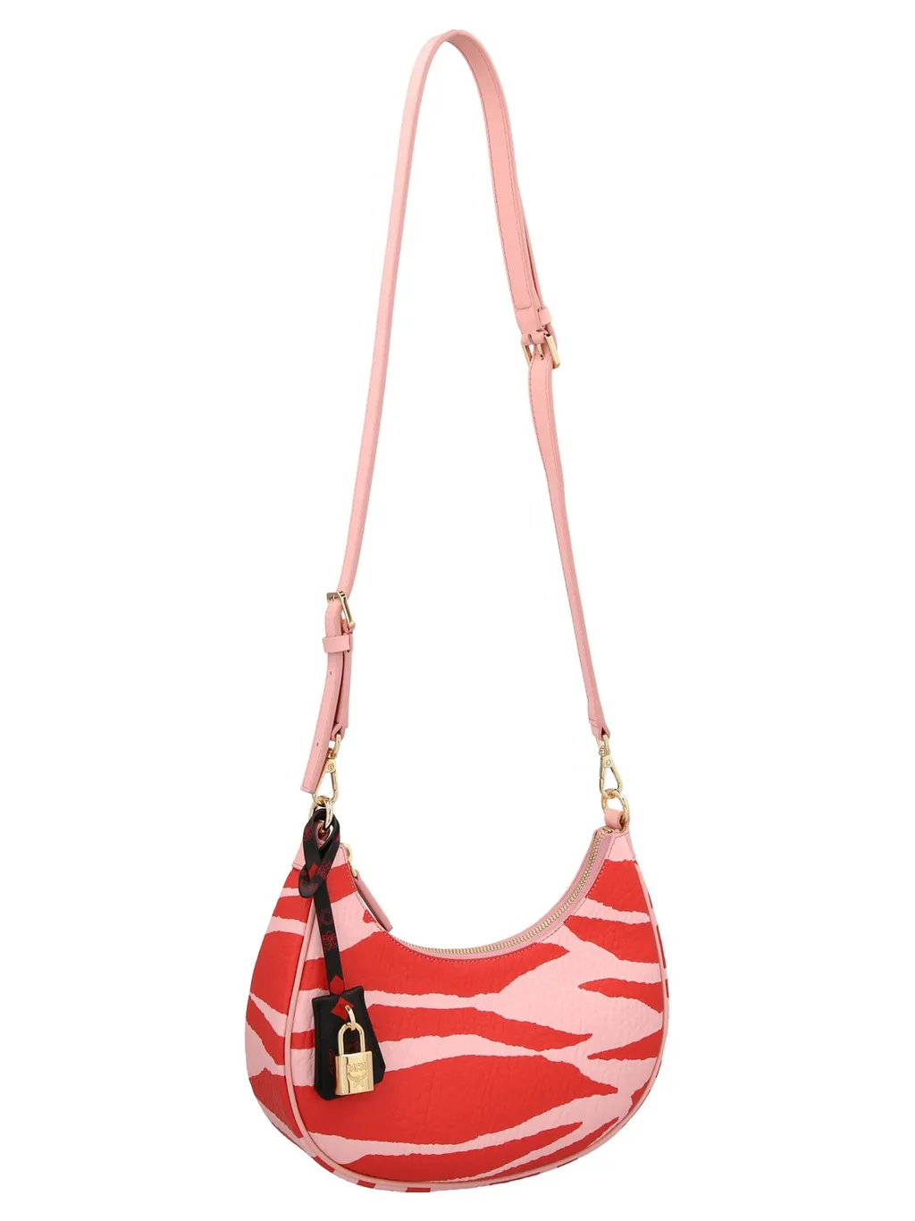 Zebra Printed Zipped Shoulder Bag